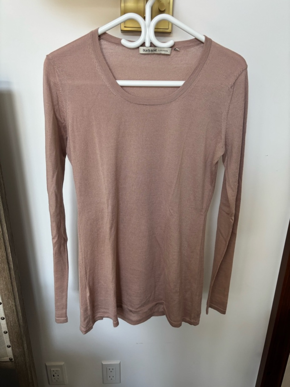 Cashmere/Silk  Women's Long Sleeve Scoop Neck Top - Dusty Rose